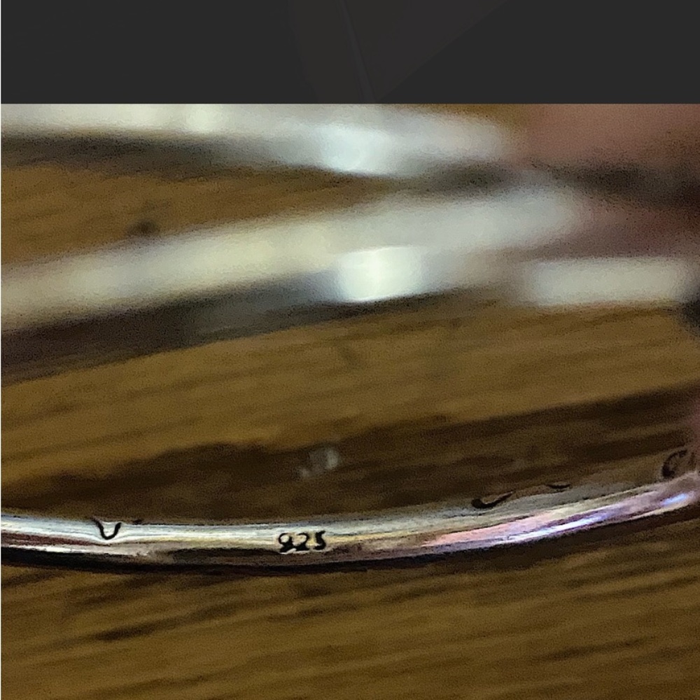 STERLING SILVER ROSE FLOWER BANGLE BRACELET - Picture 4 of 8